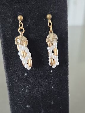3/$10 Source Unknown Gold-Tone Pearl Cluster Drop Earrings - White & Gold